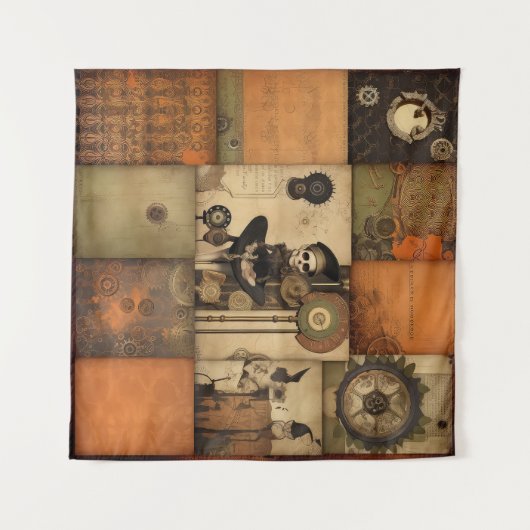 Steampunk Halloween Tapestry Wandteppich (Vorderseite (Horizontal))