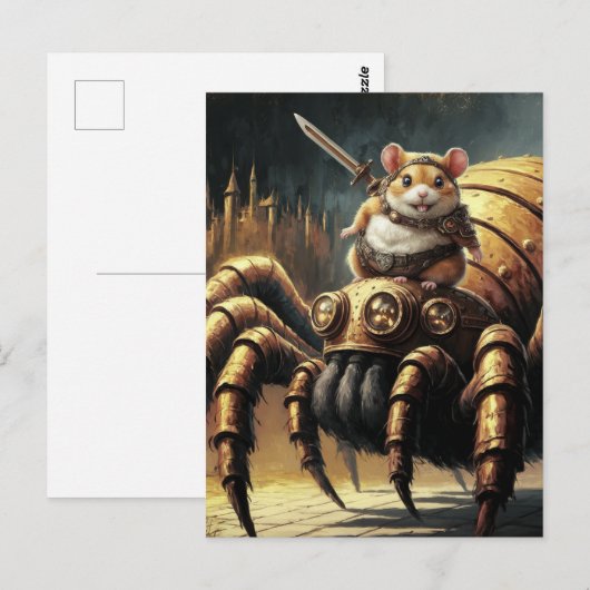 Steampunk Hamster and Spider Postkarte (Vorne/Hinten)