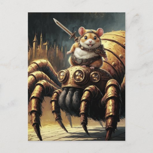 Steampunk Hamster and Spider Postkarte (Vorderseite)