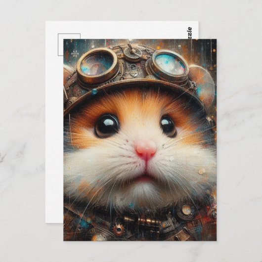 Steampunk Hamster Postkarte (Vorne/Hinten)