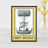 Steampunk Happy Birthday Karte (Gelbe Blume)
