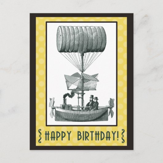 Steampunk Happy Birthday Postkarte (Vorderseite)