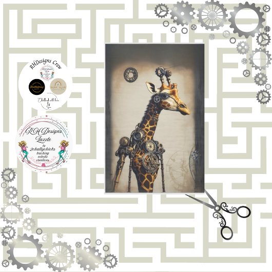 Steampunk-Happy-Kamel-Entcoupage Seidenpapier