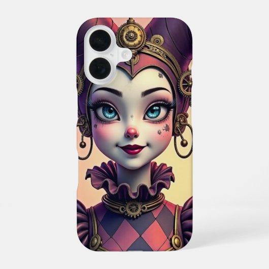 Steampunk-Harlekin iPhone 16 Hülle (Rückseite)