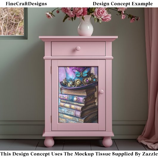 Steampunk Hat & Fantasy Books CZ5L Decoupage Seidenpapier