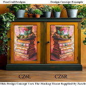 Steampunk Hat & Fantasy Books CZ6L Decoupage Seidenpapier