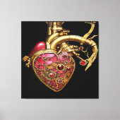 Steampunk Heart Anatomical Rubies and Gears Leinwanddruck (Vorderseite)