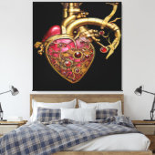 Steampunk Heart Anatomical Rubies and Gears Leinwanddruck (Insitu (Schlafzimmer))