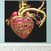 Steampunk Heart Anatomical Rubies and Gears Leinwanddruck (Insitu (Holzboden))