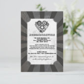 Steampunk Heart Cogs Unterkunft Hochzeitskarten Begleitkarte (Stehend Vorderseite)