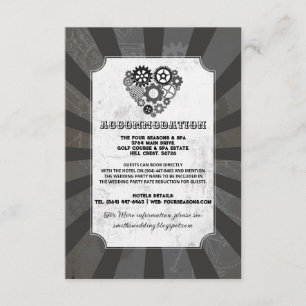 Steampunk Heart Cogs Unterkunft Hochzeitskarten Begleitkarte