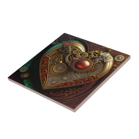 Steampunk Heart Keramik Tile Fliese (Seite)