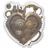 Steampunk Heart | Metallgetriebe Aufkleber (Vorderseite)