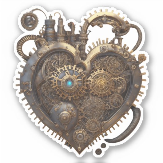 Steampunk Heart | Metallgetriebe Aufkleber (Vorderseite)