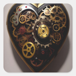 Steampunk Heart Quadratischer Aufkleber