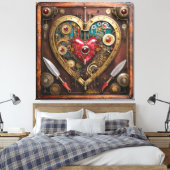 Steampunk Heart Rubies And Daggers For Warriors Leinwanddruck (Insitu (Schlafzimmer))