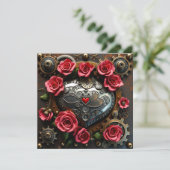 Steampunk Heart Valentine's Day | Fotovorlage Karte (Stehend Vorderseite)