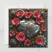 Steampunk Heart Valentine's Day | Fotovorlage Karte (Vorderseite)