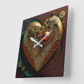 Steampunk Heart Wall Clock Quadratische Wanduhr (Winkel)