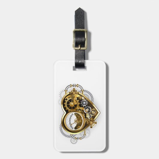 Steampunk Heart with a Manometer Gepäckanhänger (Vorderseite vertikal)
