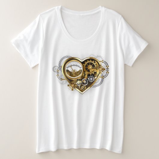 Steampunk Heart with a Manometer Große Größe T-Shirt (Design vorne)