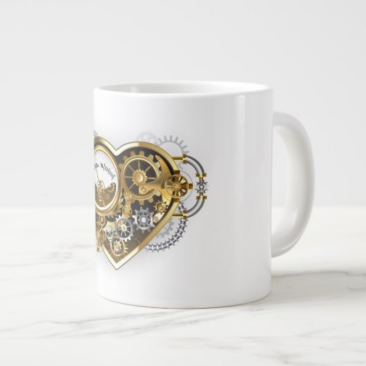 Steampunk Heart with a Manometer Jumbo-Tasse (Vorderseite Rechts)