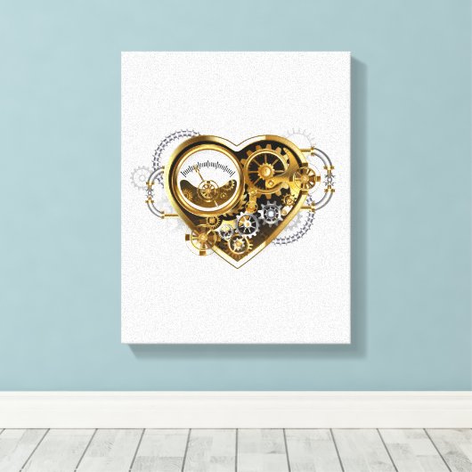Steampunk Heart with a Manometer Leinwanddruck (Insitu (Holzboden))
