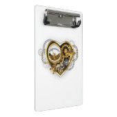 Steampunk Heart with a Manometer Mini Klemmbrett (Schrägansicht)