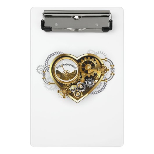 Steampunk Heart with a Manometer Mini Klemmbrett (Vorderseite)