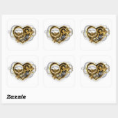 Steampunk Heart with a Manometer Quadratischer Aufkleber (Blatt)