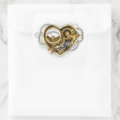 Steampunk Heart with a Manometer Quadratischer Aufkleber (Tasche)