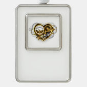 Steampunk Heart with a Manometer Rahmen-Ornament Silber (Vorderseite)