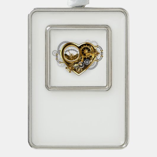 Steampunk Heart with a Manometer Rahmen-Ornament Silber (Vorderseite)