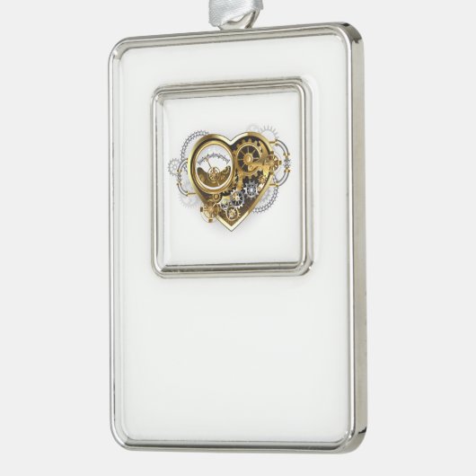 Steampunk Heart with a Manometer Rahmen-Ornament Silber (Links)
