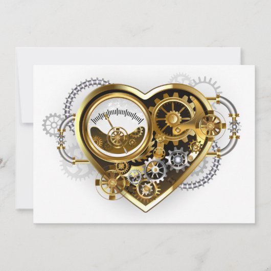 Steampunk Heart with a Manometer Save The Date (Vorderseite)