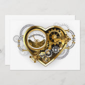 Steampunk Heart with a Manometer Save The Date (Vorne/Hinten)