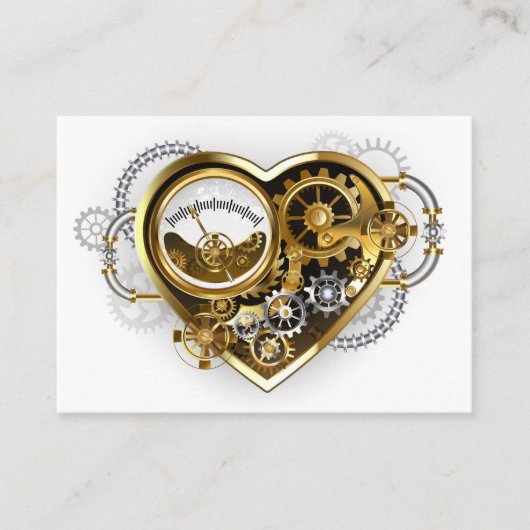Steampunk Heart with a Manometer Telefonnummerkarte (Vorderseite)