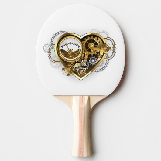 Steampunk Heart with a Manometer Tischtennis Schläger (Vorderseite)