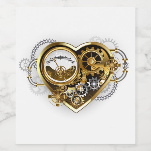 Steampunk Heart with a Manometer Weinetikett (Einzelnes Label)