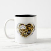 Steampunk Heart with a Manometer Zweifarbige Tasse (Links)