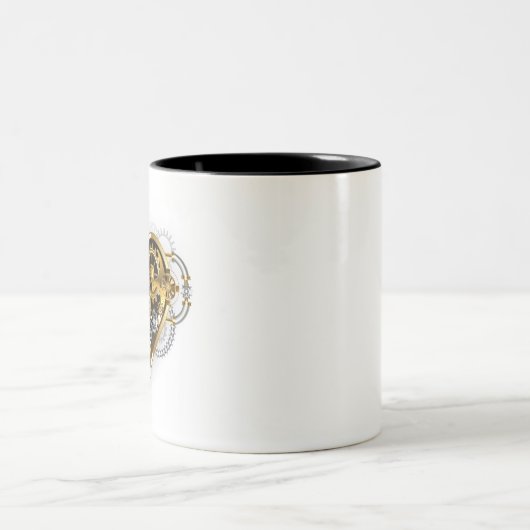 Steampunk Heart with a Manometer Zweifarbige Tasse (Mittel)