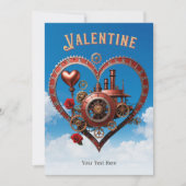 Steampunk Hearts Cogs Romantischer Valentinstag Feiertagskarte (Vorderseite)