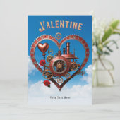 Steampunk Hearts Cogs Romantischer Valentinstag Feiertagskarte (Stehend Vorderseite)