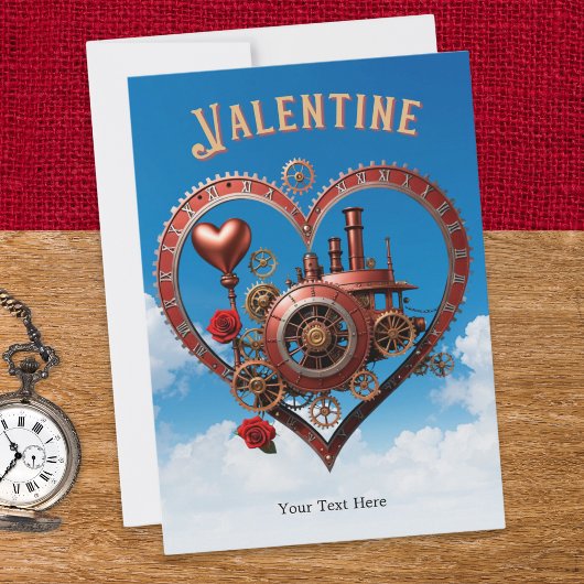Steampunk Hearts Cogs Romantischer Valentinstag Feiertagskarte