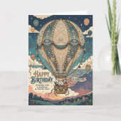 Steampunk-Heißluftballon-Abenteuer-Geburtstag Karte (Vorderseite)