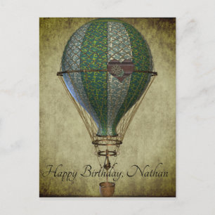 Steampunk Heißluftballon Geburtstag Postkarte