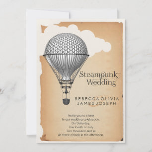 Steampunk-Heißluftballon-Hochzeit Einladung