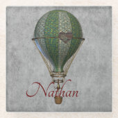 Steampunk Heißluftballon Personalisiert Glasuntersetzer (Vorderseite)