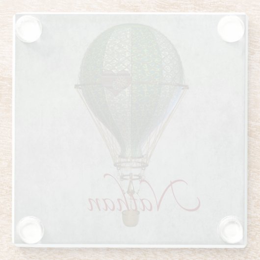 Steampunk Heißluftballon Personalisiert Glasuntersetzer (Rückseite)