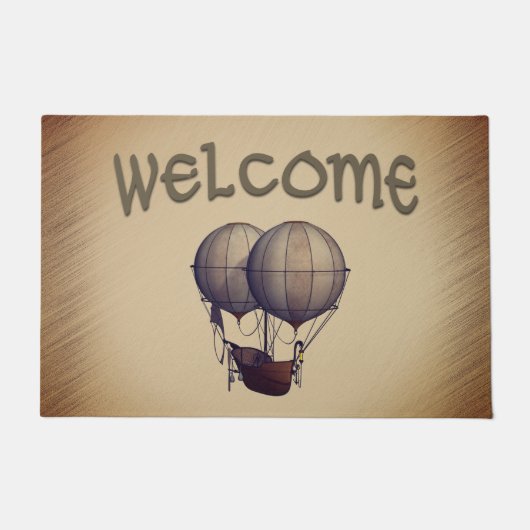 Steampunk-Heißluftballons mit Schiff Willkommen Fußmatte (Vorderseite)